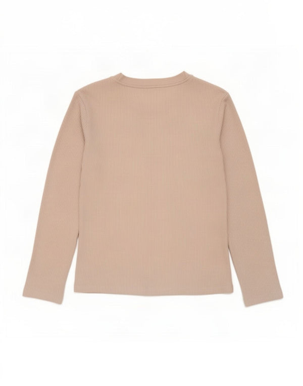 Zara Damen Top Langarm UK 14 Medium Beige Polyester