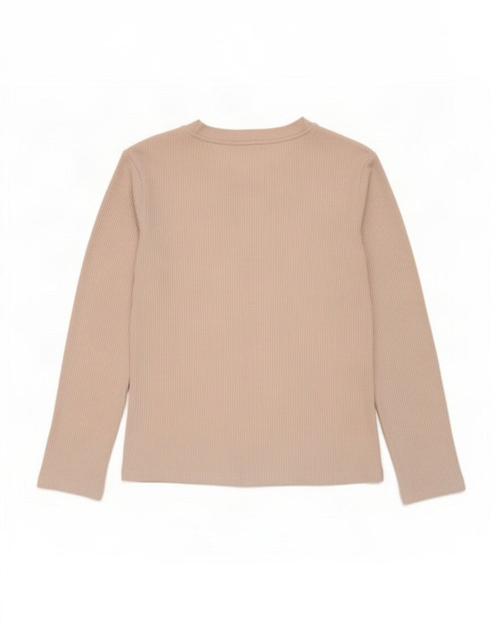 Zara Damen Top Langarm UK 14 Medium Beige Polyester