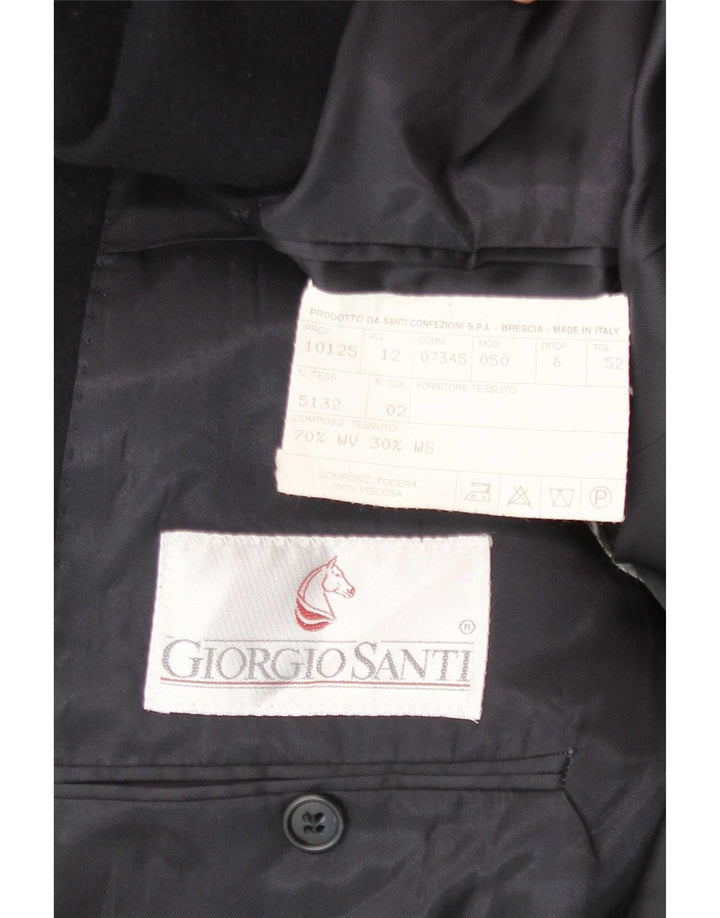 Giorgio Santi Herren 2-Knopf-Blazerjacke IT 52 XL Schwarze Wolle
