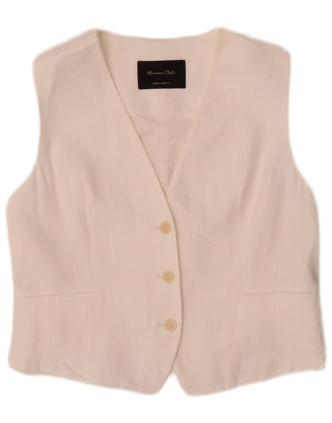 Massimo Dutti Damen Weste UK 12 Mittelweiße Baumwolle