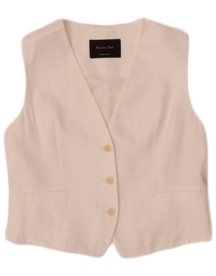 Massimo Dutti Damen Weste UK 12 Mittelweiße Baumwolle