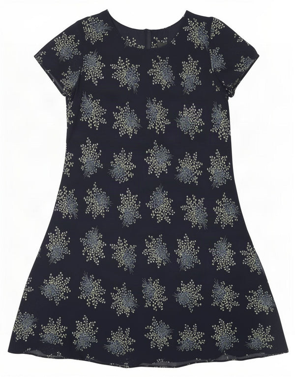 Marks & Spencer Damen A-Linien-Kleid UK 18 XL Marineblau mit Blumenmuster