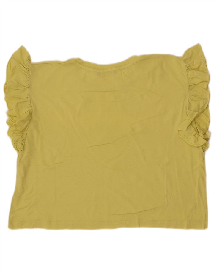 Zara Damen Crop T-Shirt Top UK 14 Mittelgelb