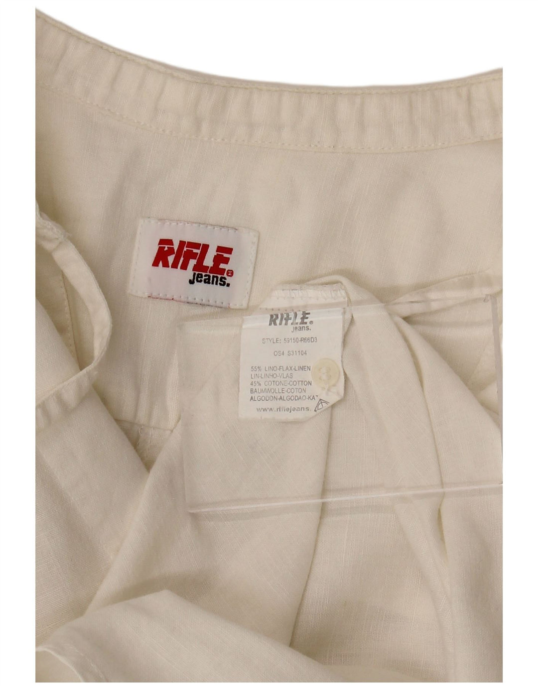 RIFLE Womens Pullover Shirt UK 18 XL Off White Linen