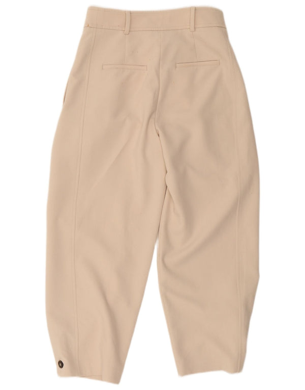 Zara Damen-Hosen mit hoher Taille, gerippt, mittelgroß, W28, L25, Beige