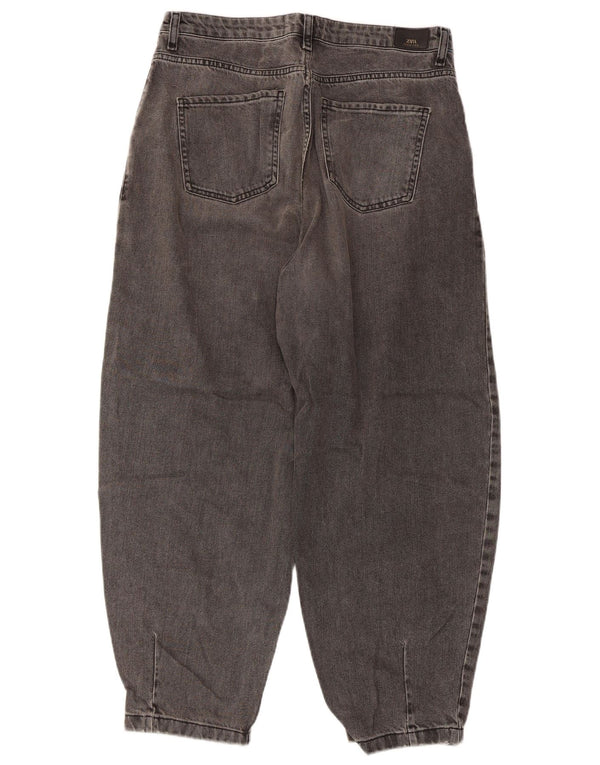 Zara Damen Balloon High Rise Cropped Jeans EU 40 Medium W30 L26 Grau