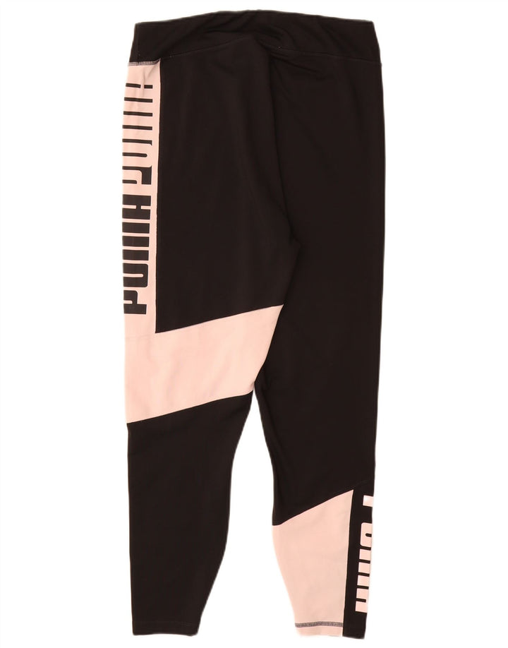 PUMA Damen Crop Graphic Leggings UK 14 Large Schwarz Colourblock