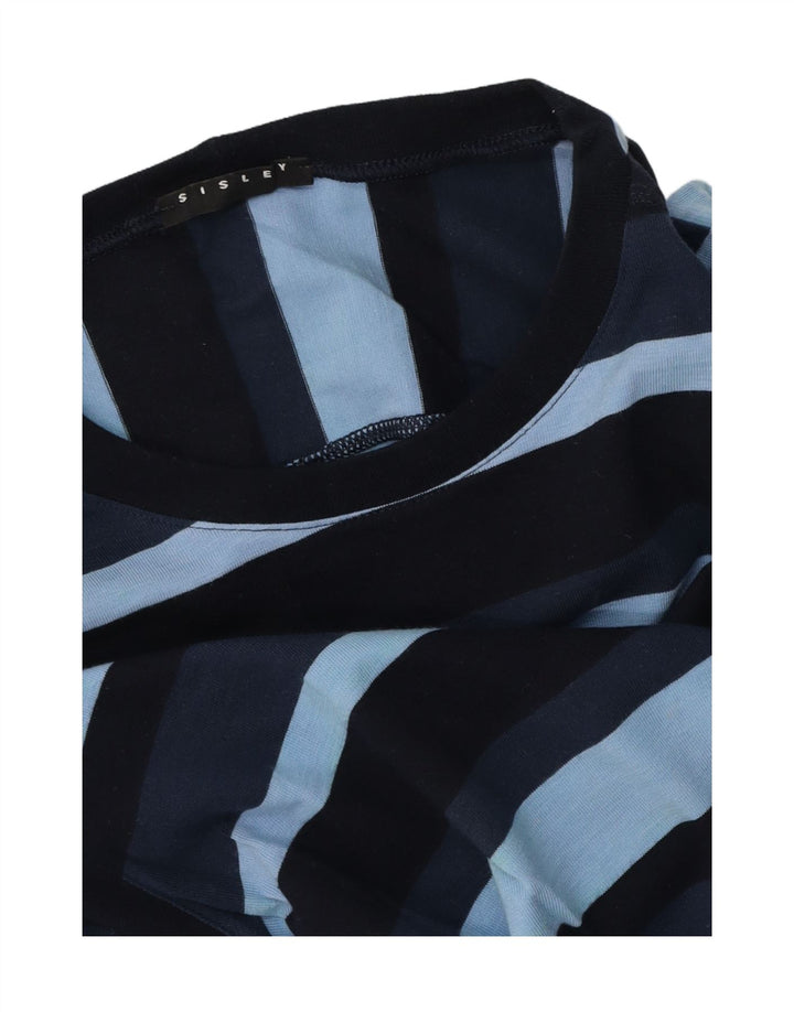 Sisley Herren T-Shirt Top Small Blau gestreift aus Baumwolle