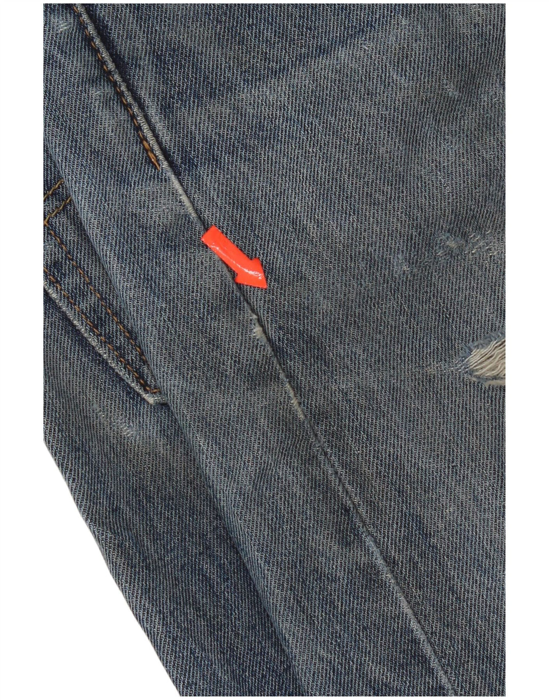 Levi's Herren 505 Distressed Straight Jeans W33 L30 Blaue Baumwolle
