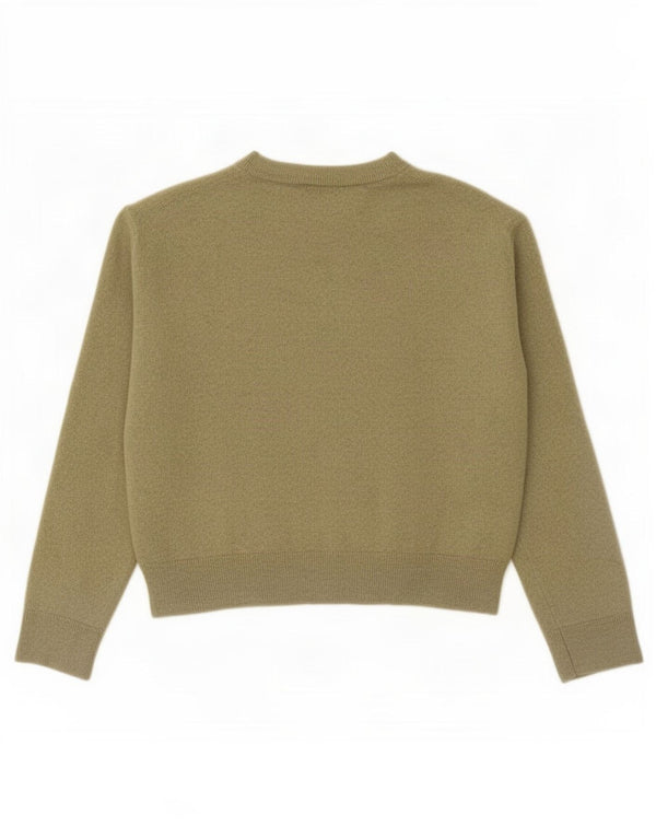 Zara Damen Crop Crew Neck Pullover Pullover UK 10 Small Grüne Wolle