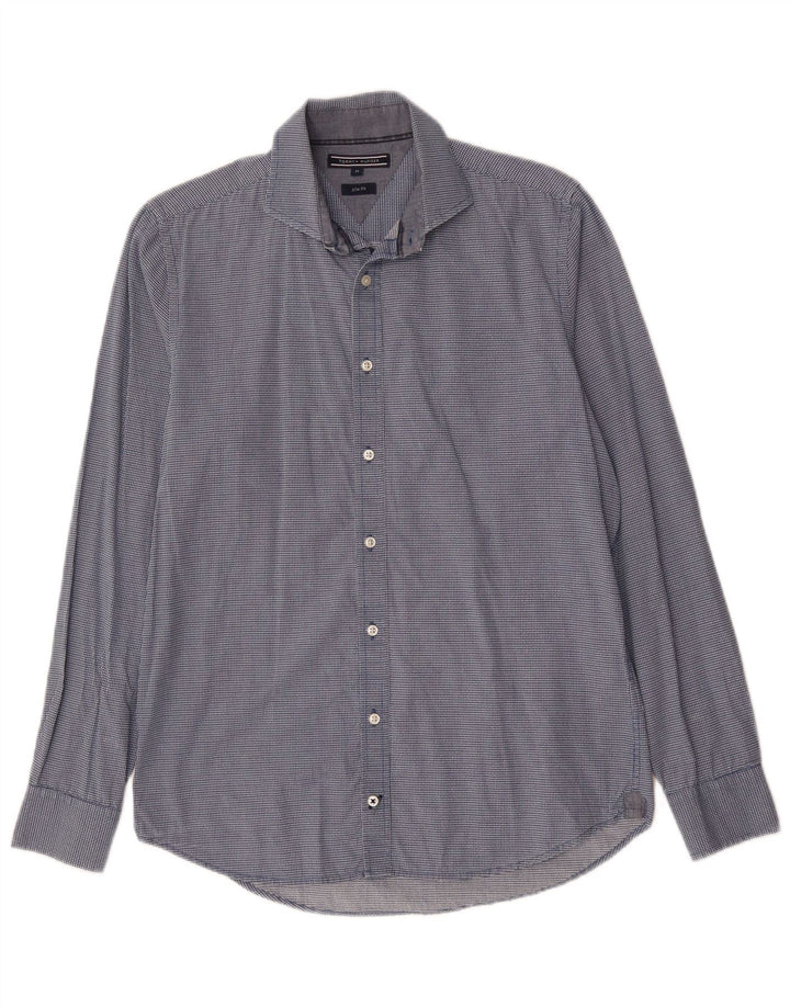 TOMMY BAHAMA Herren-Slim-Fit-Hemd aus mittelblau karierter Baumwolle