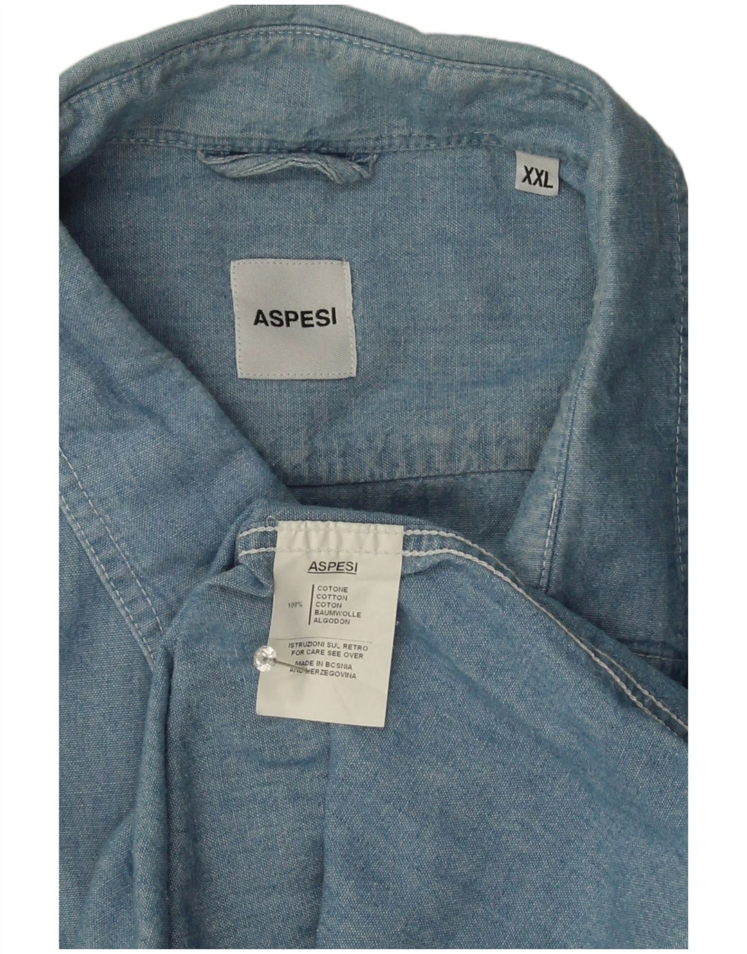 Aspesi Herrenhemd 2XL Blaue Baumwolle