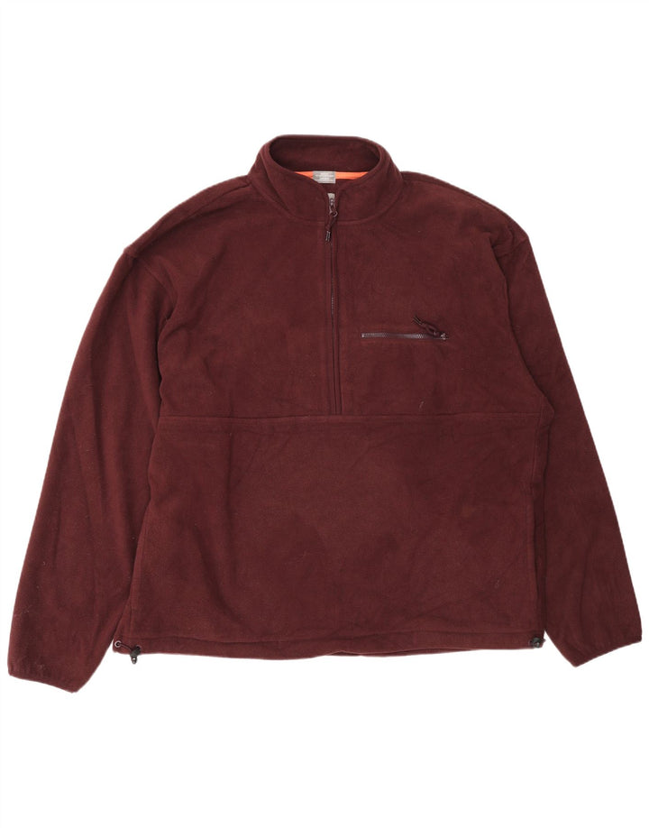 Gap Herren-Fleecepullover mit Reißverschluss am Hals, groß, burgunderrotes Polyester