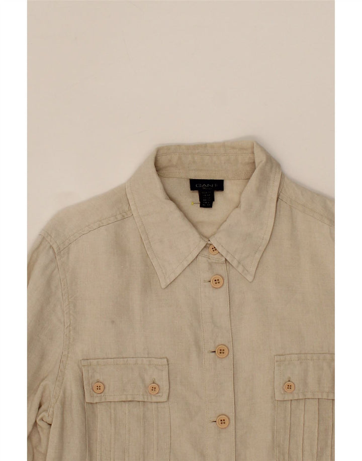 GANT Womens Utility Jacket UK 12 Medium Beige Linen Vintage Gant and Second-Hand Gant from Messina Hembry 
