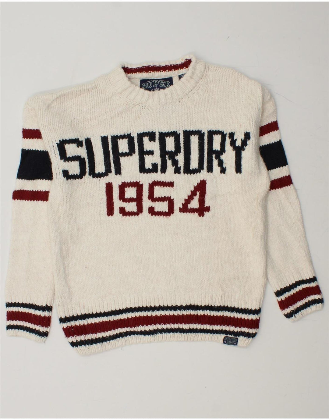 SUPERDRY Damen-Pullover mit Rundhalsausschnitt, UK 6 XS, Weiß, Farbblock