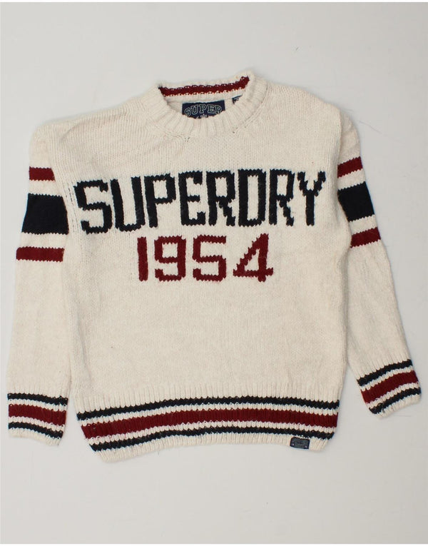 SUPERDRY Damen-Pullover mit Rundhalsausschnitt, UK 6 XS, Weiß, Farbblock