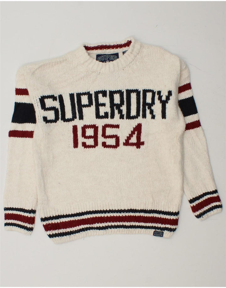 SUPERDRY Damen-Pullover mit Rundhalsausschnitt, UK 6 XS, Weiß, Farbblock