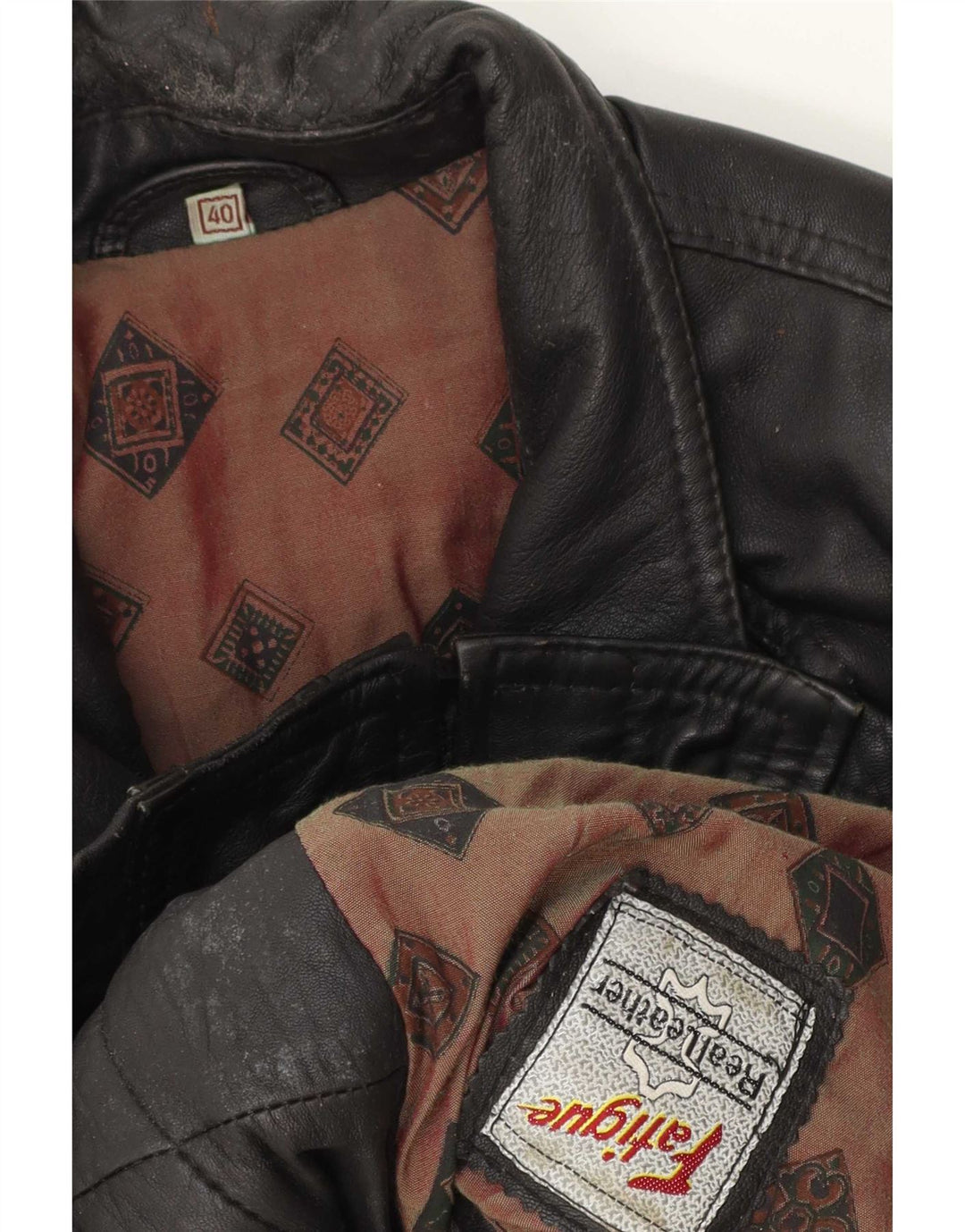 Fatigue Herren Lederjacke UK 40 Large Schwarz