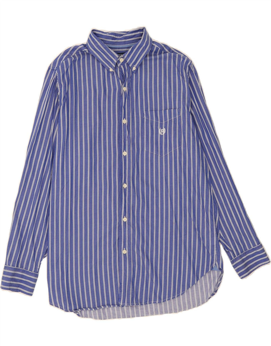 CHAPS Mens Shirt Medium Blue Pinstripe Cotton Vintage Chaps and Second-Hand Chaps from Messina Hembry 