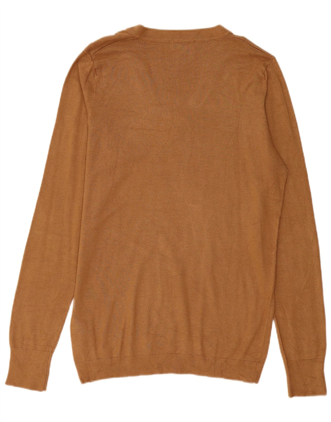 Zara Herren-Pullover mit V-Ausschnitt, groß, braune Viskose