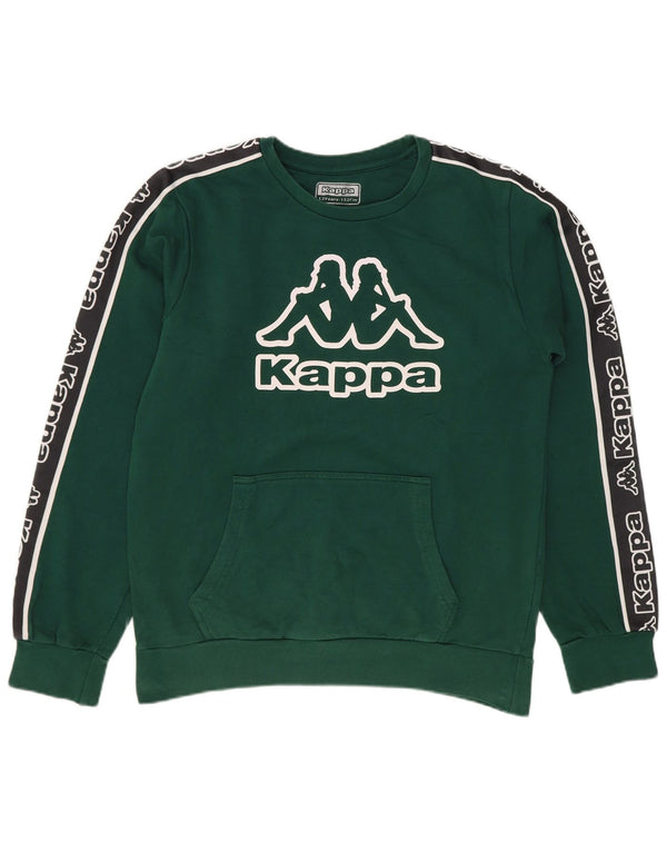 Kappa Grafik-Sweatshirt für Jungen, 11–12 Jahre, grüne Blockfarben-Baumwolle