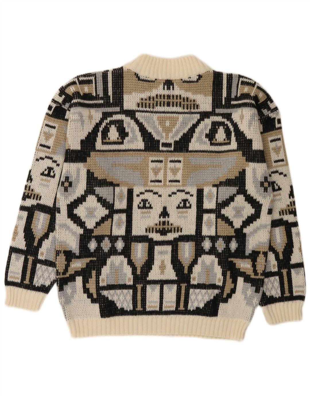 Vintage Herren Mock Neck Pullover Pullover Kleine mehrfarbige geometrische Wolle