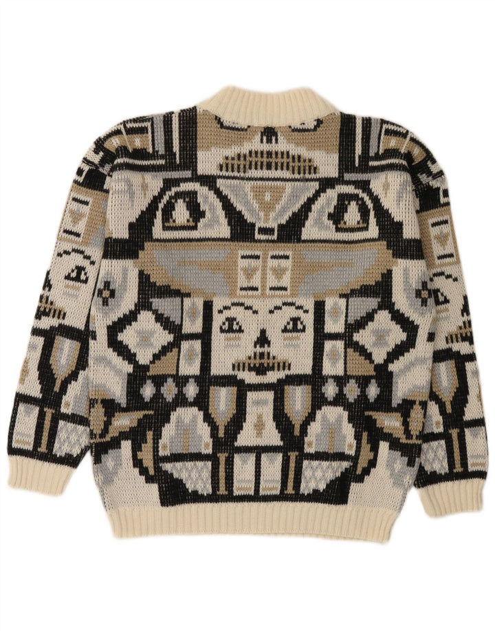 Vintage Herren Mock Neck Pullover Pullover Kleine mehrfarbige geometrische Wolle