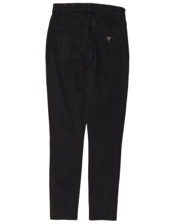Guess Damen-Jeans mit hohem Bund, Röhrenjeans, W27, L27, schwarze Baumwolle