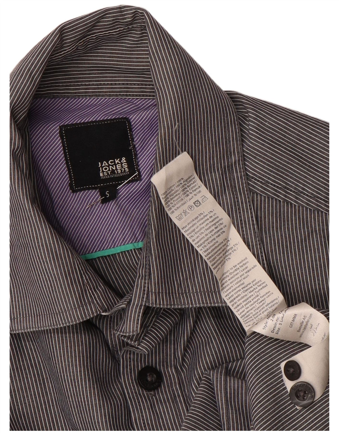 JACK & JONES Herrenhemd Kleine graue Nadelstreifen-Baumwolle