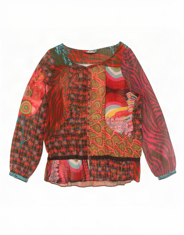 Desigual Damen Langarmblusenoberteil EU 40 Medium Mehrfarbig Patchwork