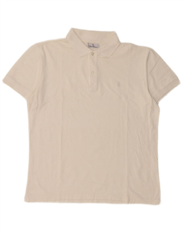 CONTE OF FLORENCE Mens Polo Shirt Medium White Cotton