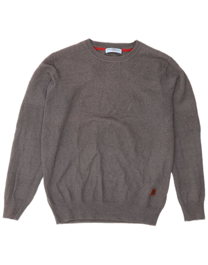 Harmont & Blaine Herren-Pullover mit Rundhalsausschnitt, mittelgraue Wolle