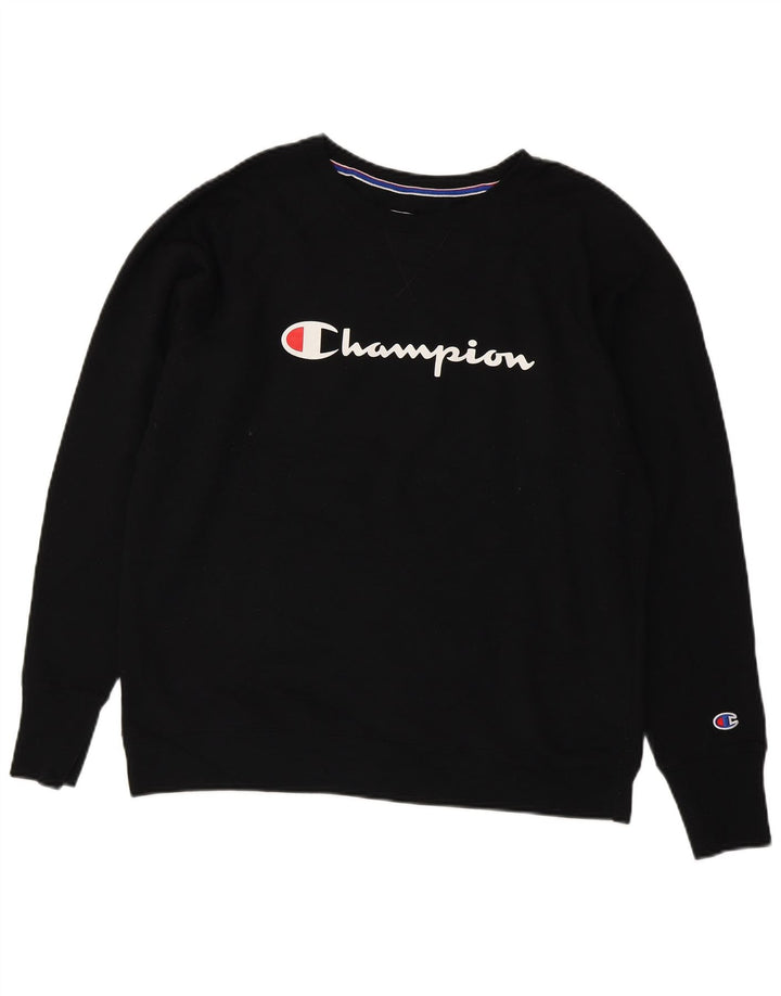 CHAMPION Damen Grafik-Sweatshirt-Pullover UK 18 XL Schwarz Polyester