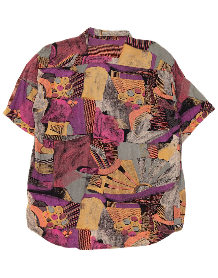 Vintage Herren-Hemd mit lockerer Passform, mittelgroß, mehrfarbig, Farbblock-Retro