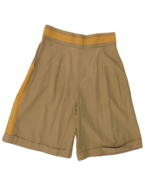 Vintage Damen Bermudashorts mit hoher Taille IT 44 Medium W28 Khaki Farbblock