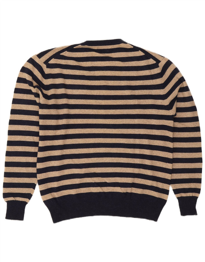 Kappa Herren-Pullover mit V-Ausschnitt, XL, beige, gestreifte Wolle