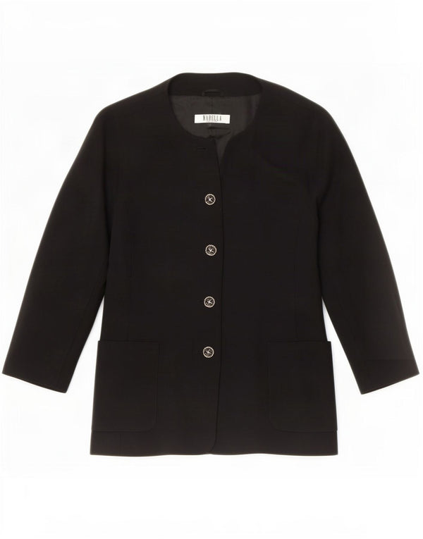 Marella Damen-Blazerjacke mit 4 Knöpfen, UK 12, Mittelschwarz, Schurwolle