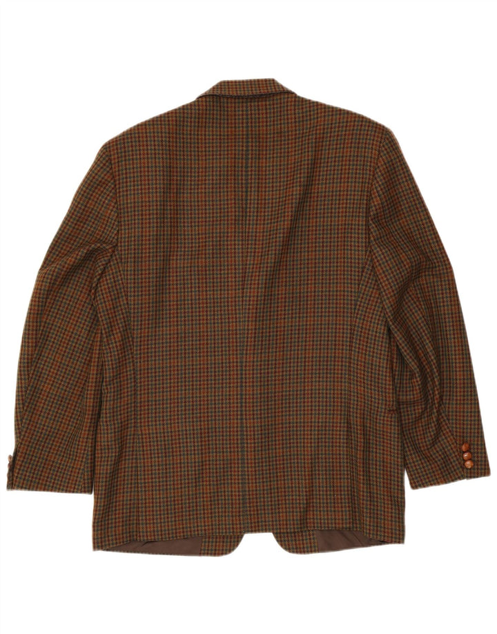Visconti Herren-Blazer mit 3 Knöpfen, IT 52 XL, braune Lammwolle mit Hahnentrittmuster