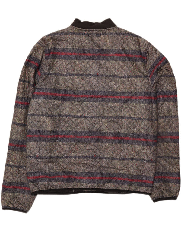 Levi's Herren Steppjacke UK 40 Große grau gestreifte Baumwolle