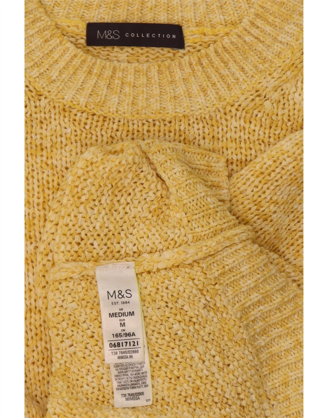 Marks & Spencer Damen-Pullover mit Rundhalsausschnitt, Gr. 14, Mittelgelb