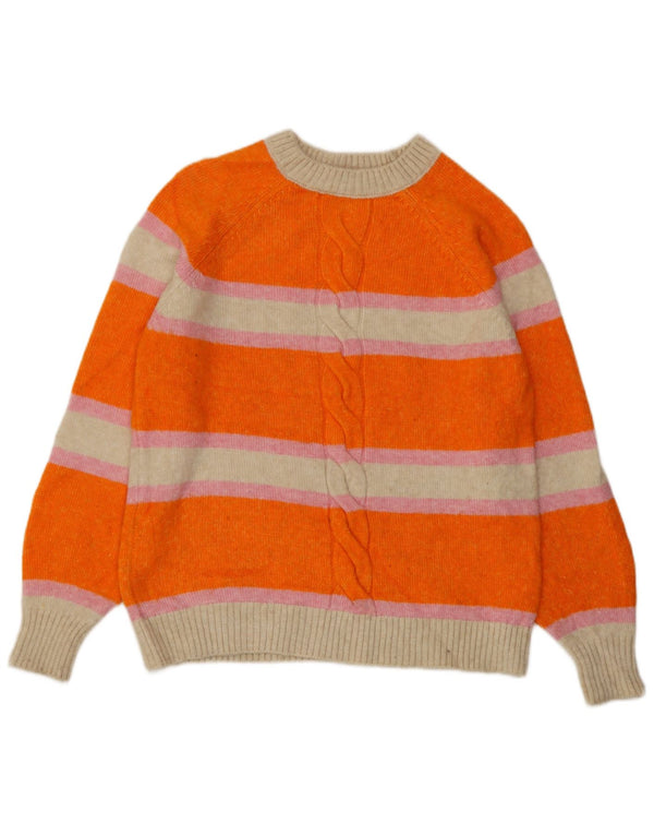 Marks & Spencer Damen-Pullover mit Rundhalsausschnitt, Gr. 10, Größe S, Orange, gestreift