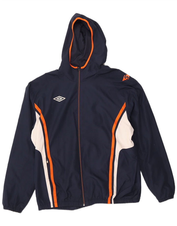 Umbro Herren-Regenjacke mit Kapuze, UK 44 2XL, Marineblau, Farbblock-Polyester