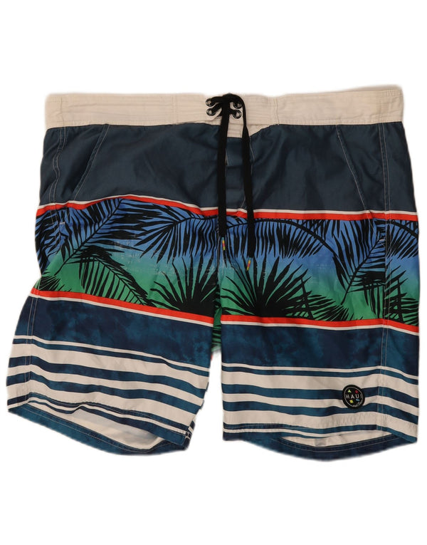 Maui and Sons Herren-Badeshorts mit Grafik, normal, 2XL, blau gestreift, Strand