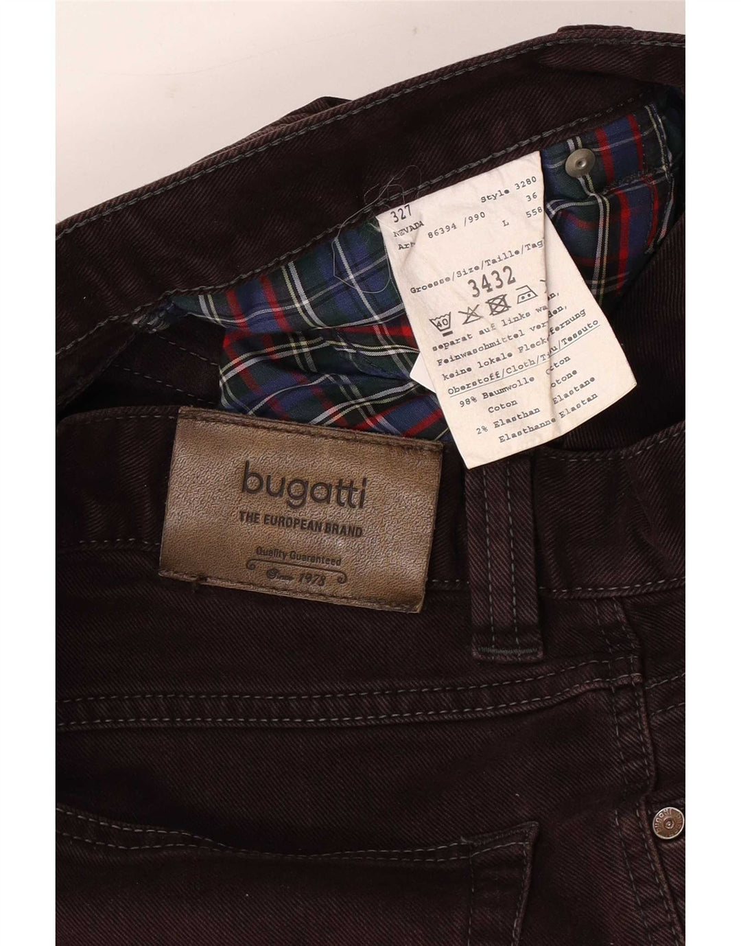 Bugatti Herren Straight Jeans W34 L32 Kastanienbraun Baumwolle