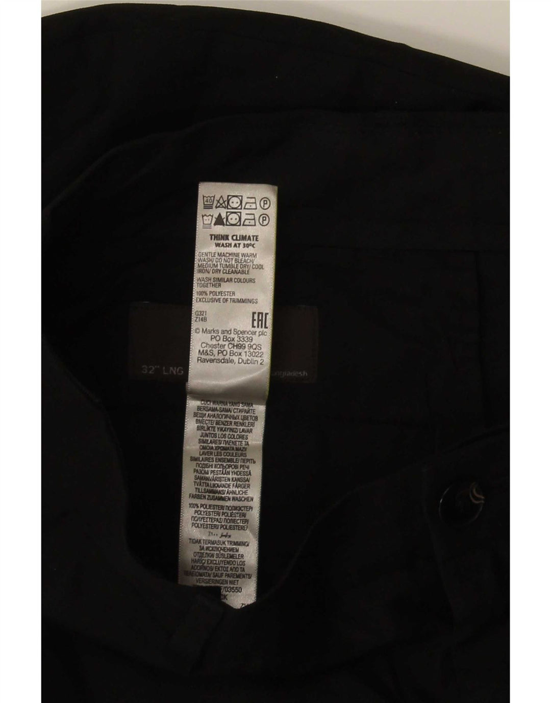 Marks & Spencer Slim Chino-Hose für Herren, W32, L33, Schwarz, Polyester