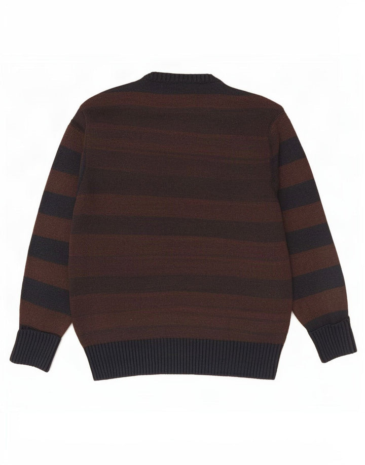 Marlboro Classics Herren-Pullover mit Rundhalsausschnitt, UK 14, mittelbraun gestreift