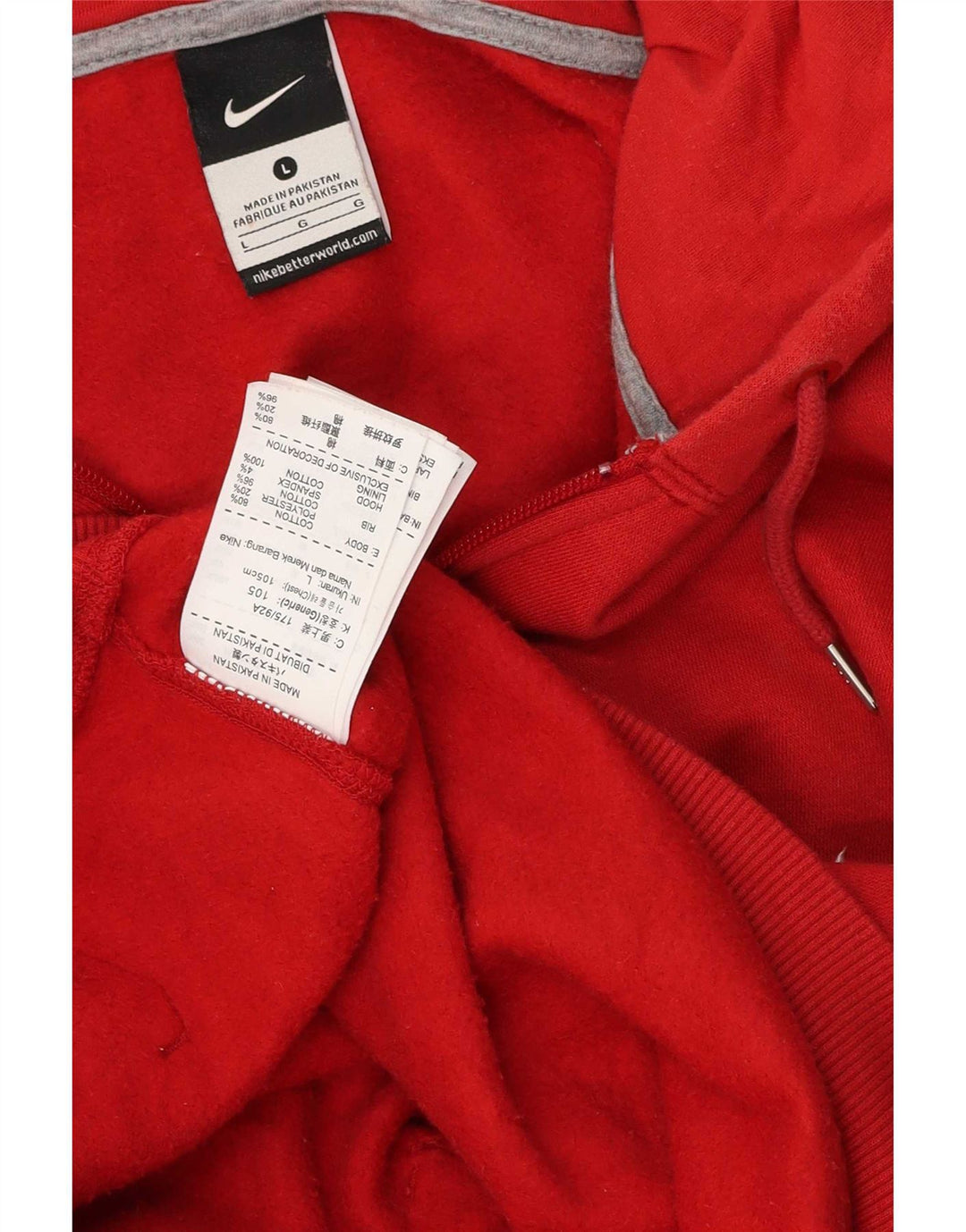 Nike Herren-Kapuzenpullover mit Reißverschluss, groß, aus roter Baumwolle