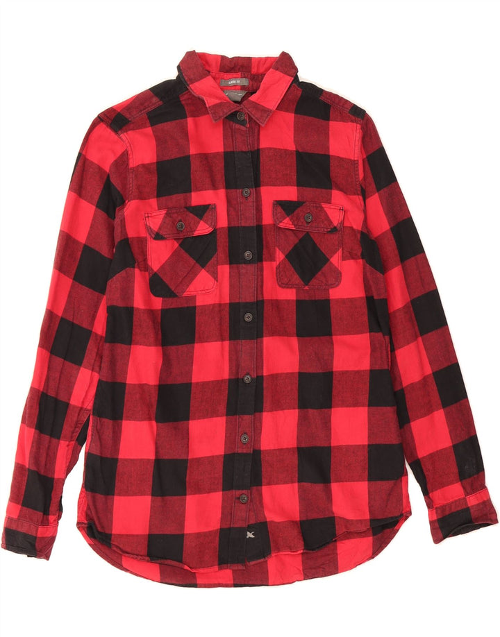 EDDIE BAUER Womens Oversized Flannel Shirt UK 10 Small Red Colourblock Vintage Eddie Bauer and Second-Hand Eddie Bauer from Messina Hembry 