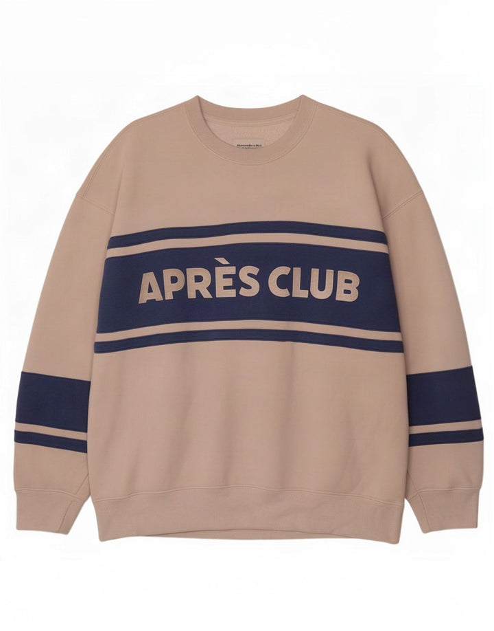 Abercrombie & Fitch Herren-Sweatshirt-Pullover, groß, gebrochenes Weiß, Farbblock