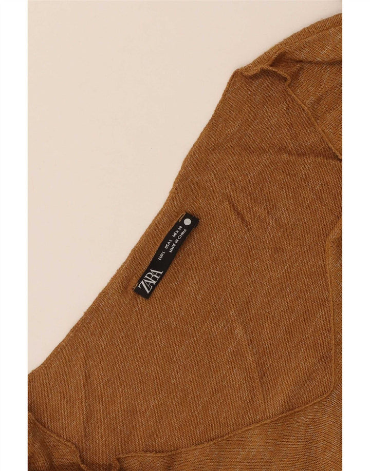 Zara Damen Top Langarm UK 16 Large Beige
